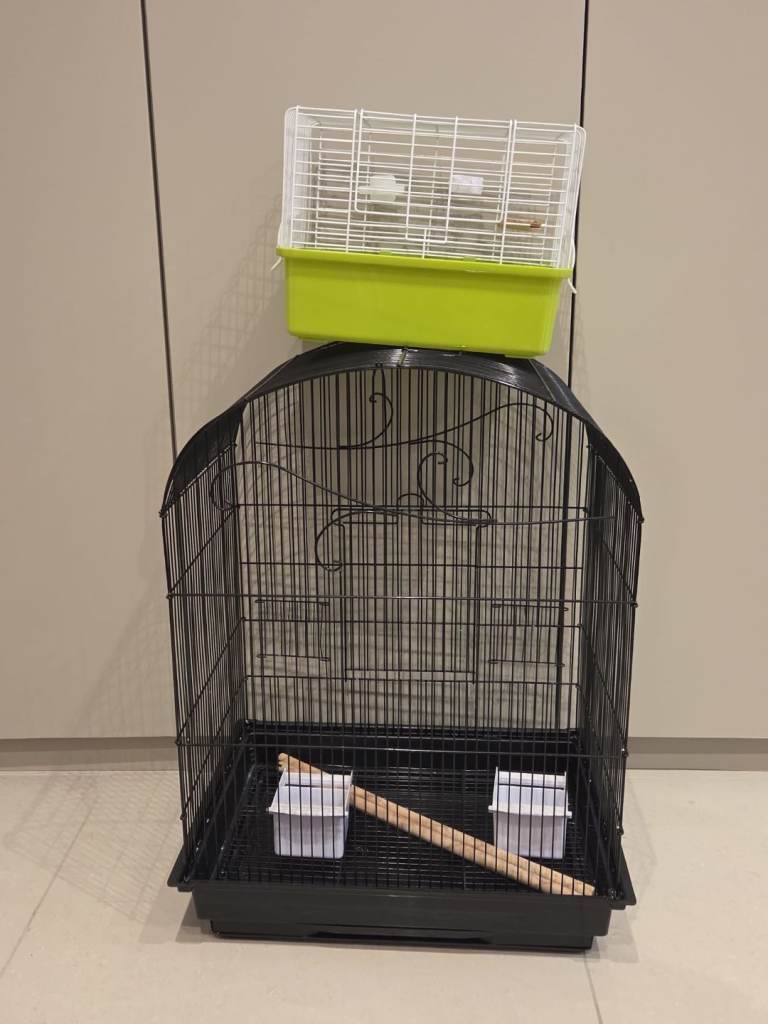 Large Double Bird Cage + Travel Cage + Toys & Accessories – £100