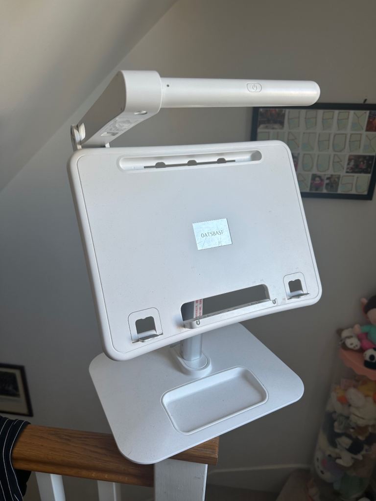 （SOLD）White Adjustable Reading Stand with Light for Books/Laptops