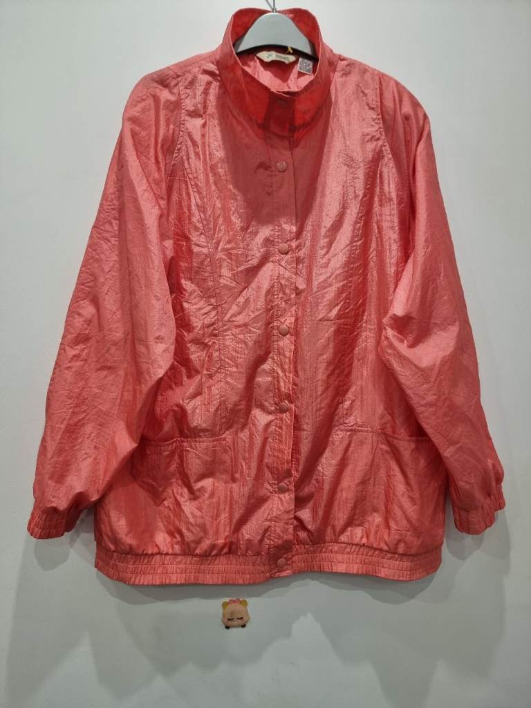 Haband orange/coral nylon retro vintage jacket size L