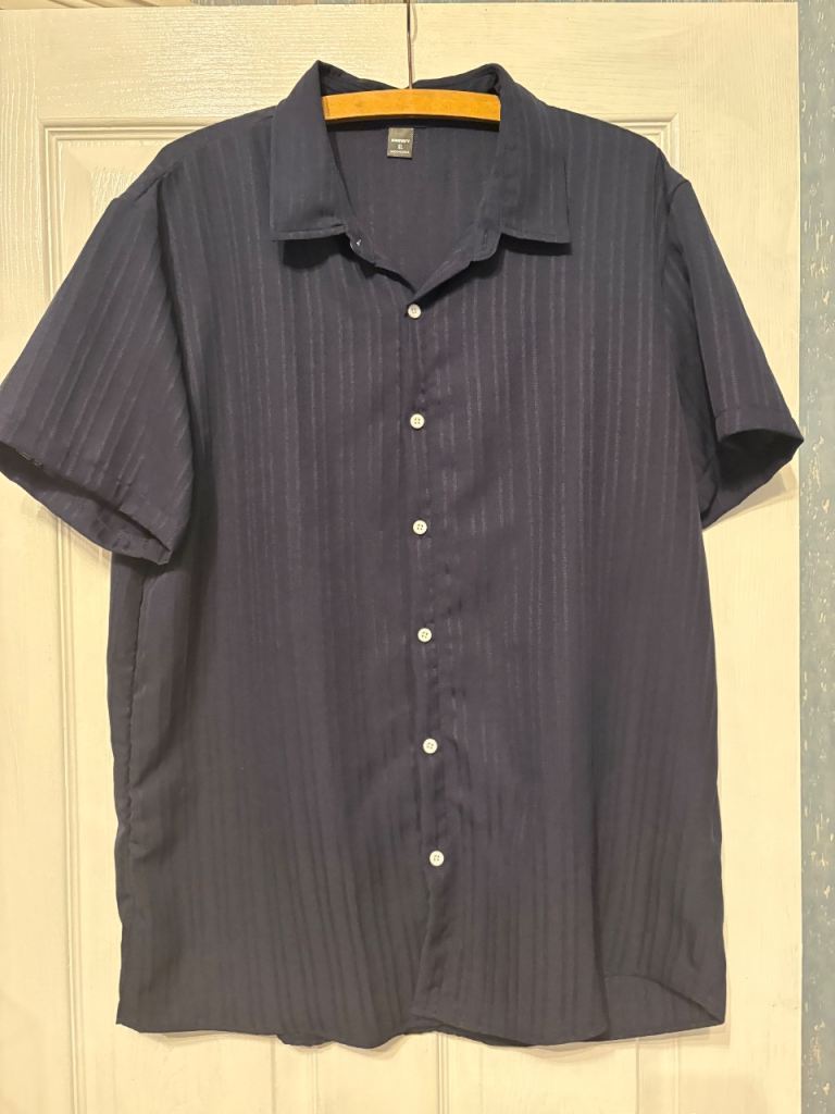 MANFRITY Men's Short Sleeve Shirt - Blue, Size XL