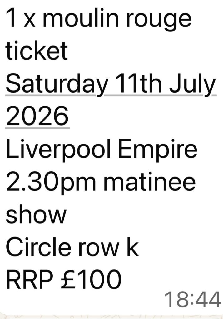 Moulin Rouge The Musical Ticket – Liverpool Empire Matinee