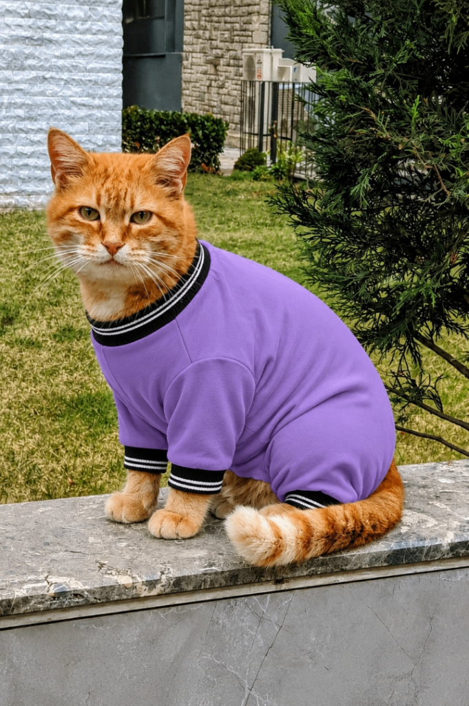 Pumyporeity Cat Spandex Polyester Body Suit Anti Overgrooming XL - Purple.