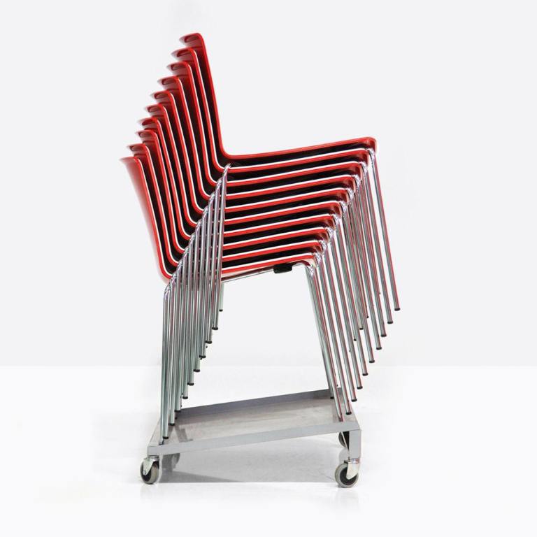 £35 each -Italian plastic and chrome dining or cafe chairs for indoor and outdoor (20 available)