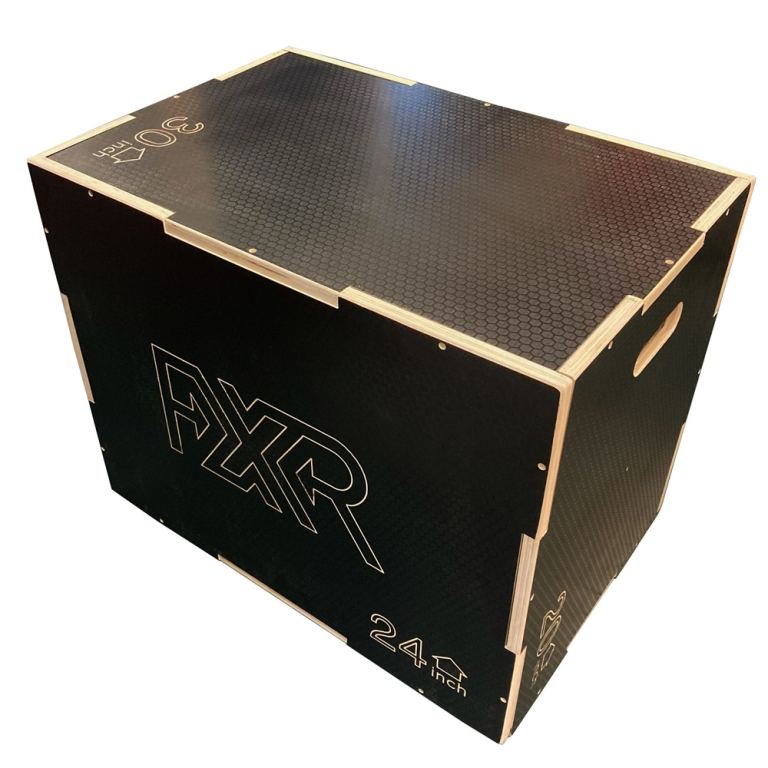 FXR Sports Large Anti-Slip Black Wooden Plyo Box (20 / 24 / 30 inch)
