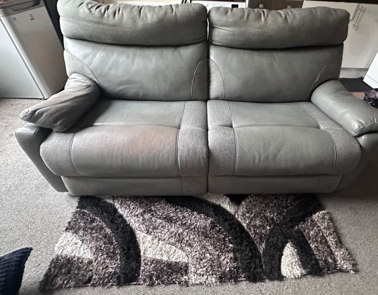 Grey leather recliner couch 