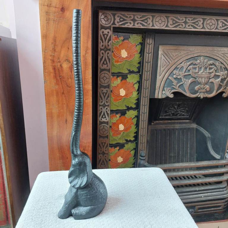 Black Cast Iron Elephant Toilet Roll Holder 