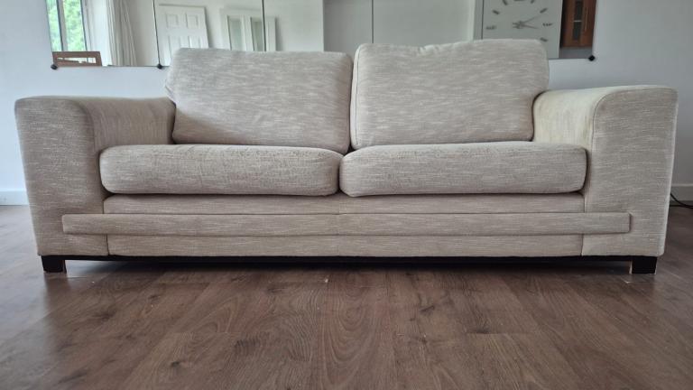 Comfortable 2-Seater Fabric Sofa 2sets – Beige, Good Condition