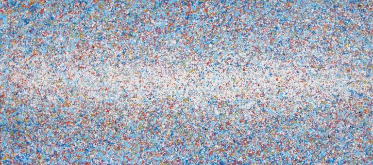 Huge 250x112cm Blue New Original Dot Spot Very Big Landscape Modern Canvas Painting | Free Delivery