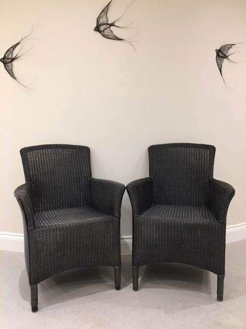 Neptune brand Havana lloyd loom Carver dining chairs