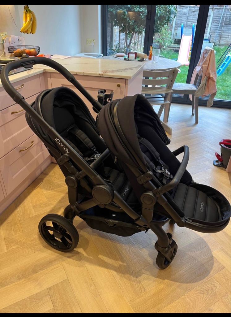 iCandy Double Pushchair in Black - Twin Stroller, Good Condition