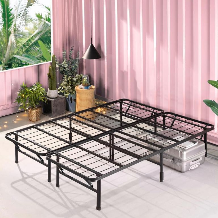 Folding metal king bed frame