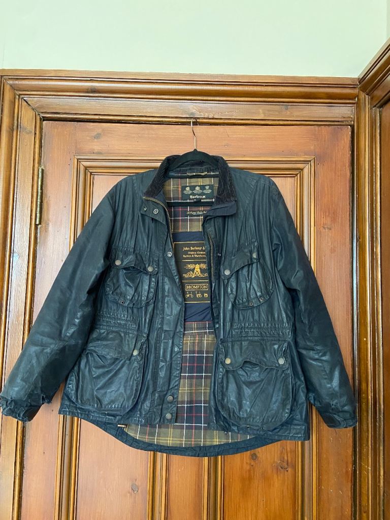 Barbour x Brompton Merton Wax Jacket size 16 (women, although it's more like a 14) or S (men) Blue 