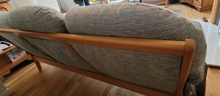 image for Cintique Three Piece Suite  - Three Seat Wooden Frame Sofa And Two Armchairs