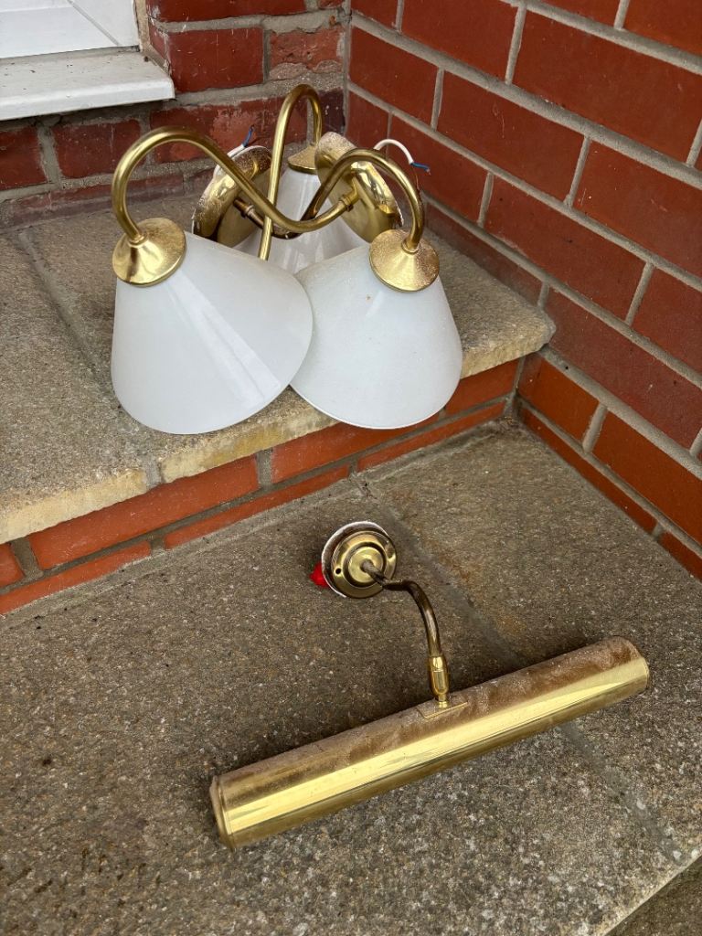 image for Four brass light fittings