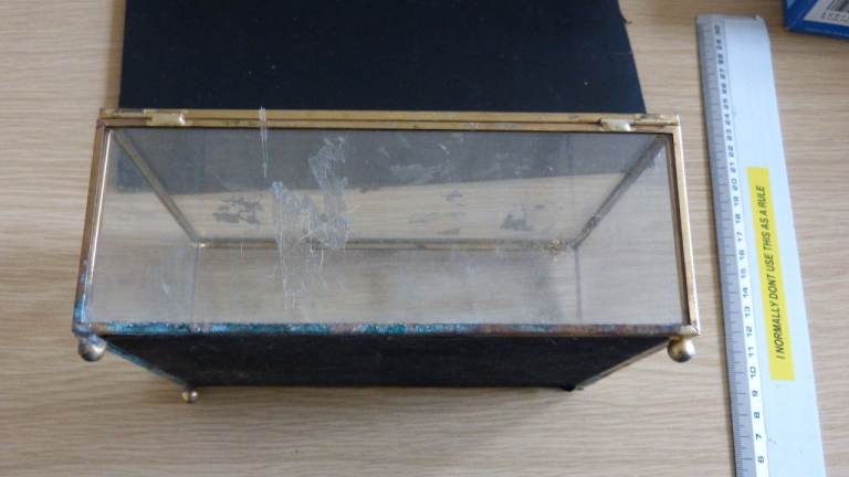 old glass and brass box spares or repair mirrored base for restoration