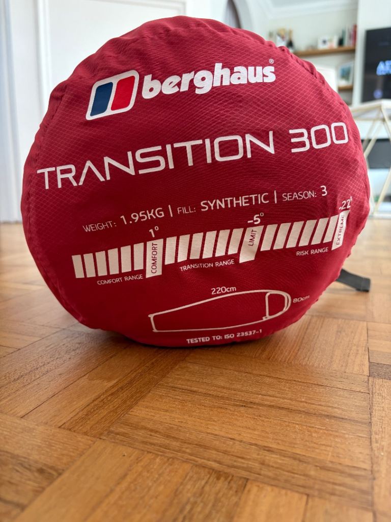 Berghaus Transition 300 Sleeping Bag – Red, Good Condition