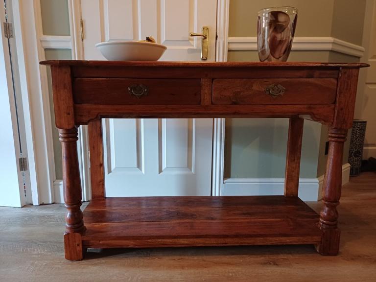 Solid Wood Console Table with Drawers – Good Condition