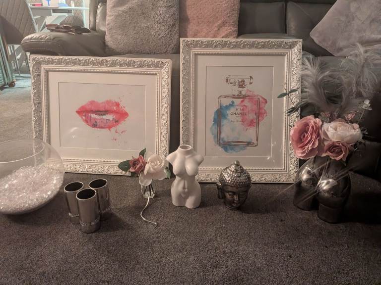 Pink and silver living room bundle. Dexoe