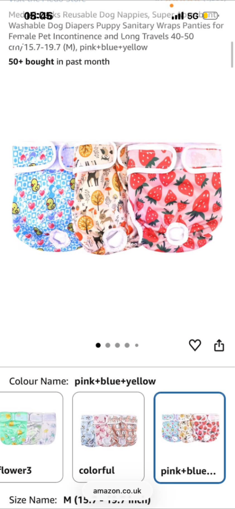 Dog period (heat) pants size M