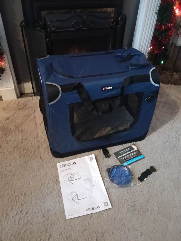 Blue medium fabric pet crate feel free to contact me 