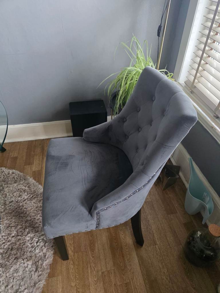 Fabric Dining Chairs ONLY Grey/Black Legs 