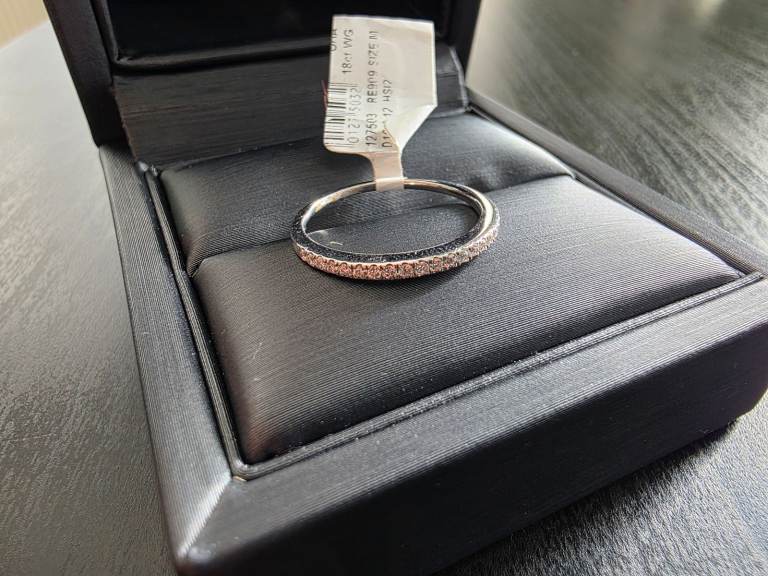 E.W Adams 18ct White Gold Diamond Claw Set Eternity Ring