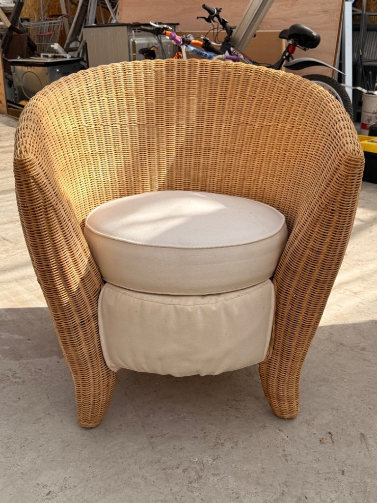 Rare IKEA Nydal Hand Woven Club Chair with Cushioned Seat