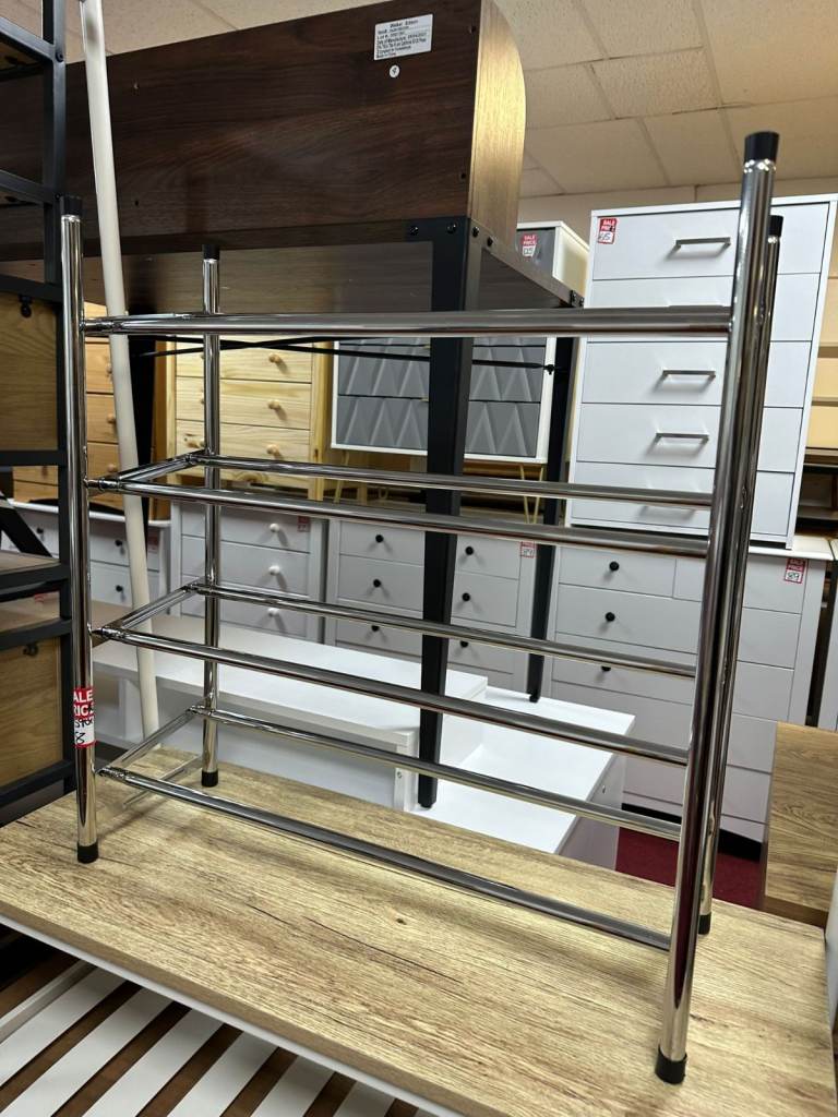 4 Shelf Ext Shoe Storage Rack - Chrome Plated