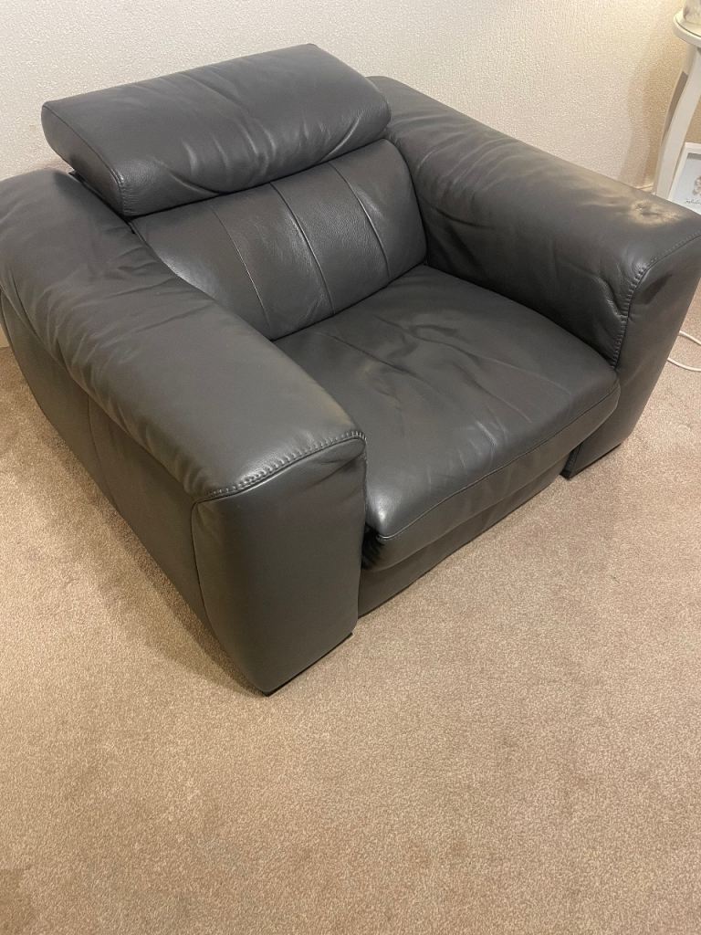Natuzzi Editions stone grey leather  Recliner 