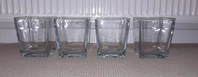 4 Solid Glass Vases 