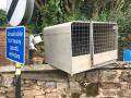 Solid galvanised working dog crate.