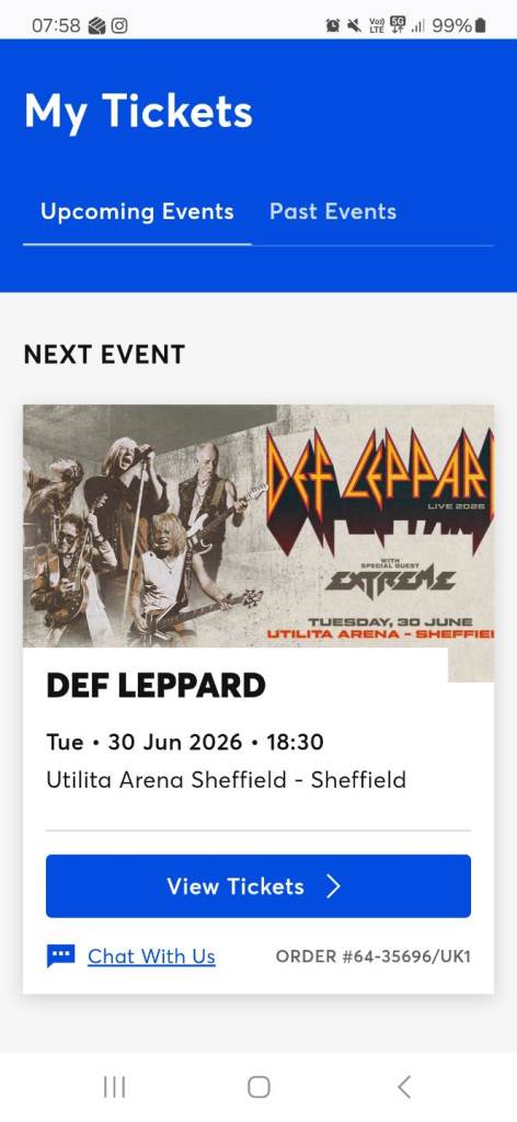 Def Leppard Concert Ticket – Utilita Arena Sheffield, June 2026