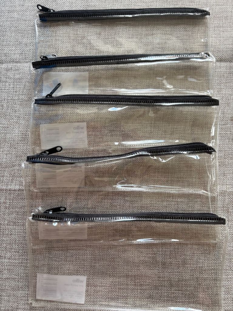 5 clear exam pencil cases
