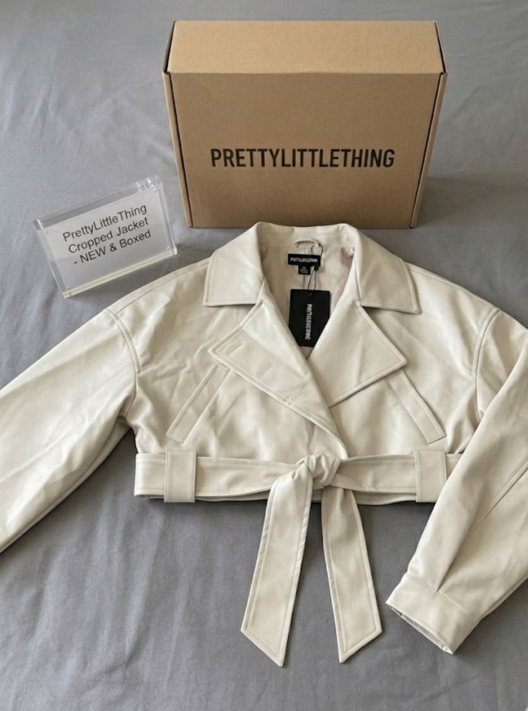PrettyLittleThing Cropped Faux Leather Jacket – New