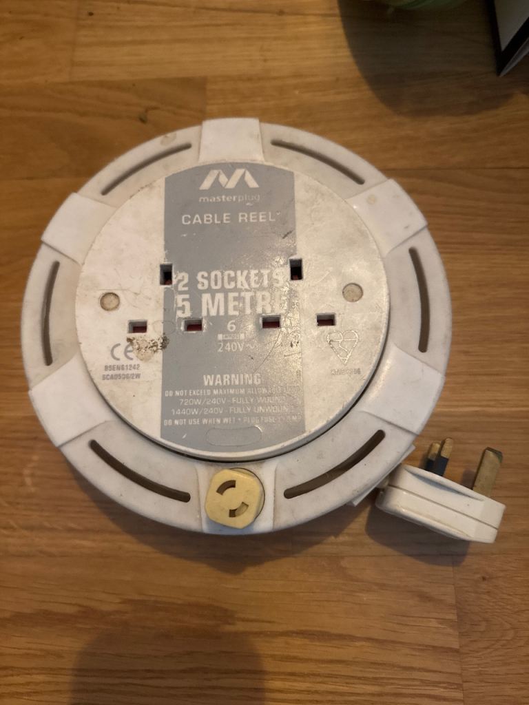 5m 2 socket cable reel extension