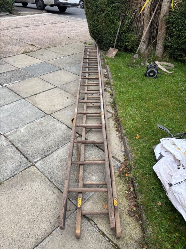 Wooden 15ft double extension ladders