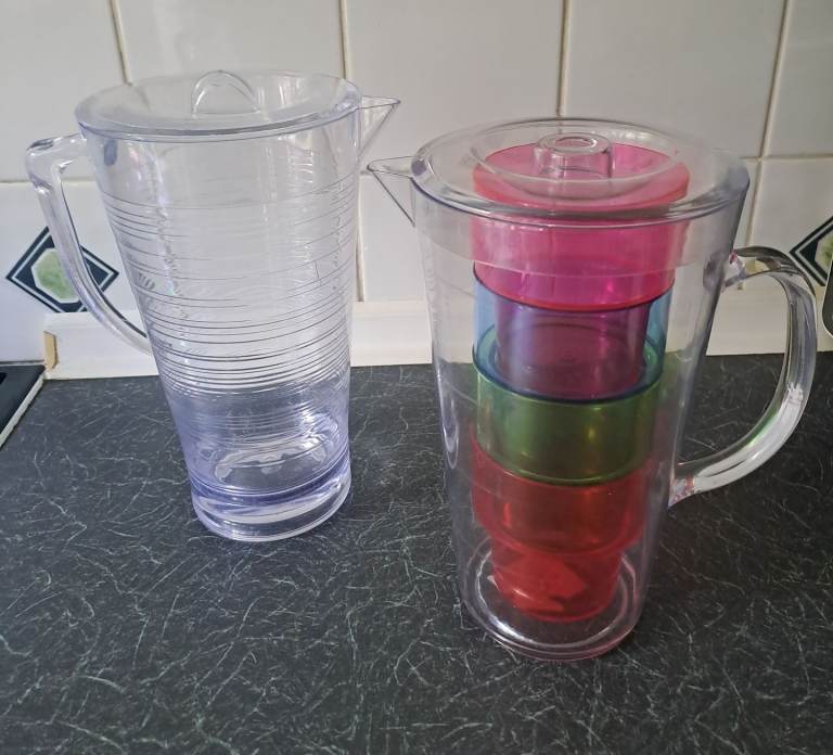 2 plastic jugs.
