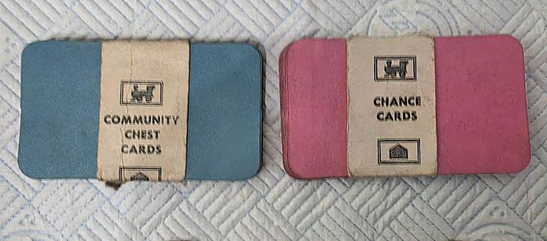 Early WW2 Monopoly Community Chest & Chance Cards – Vintage, Good Condition