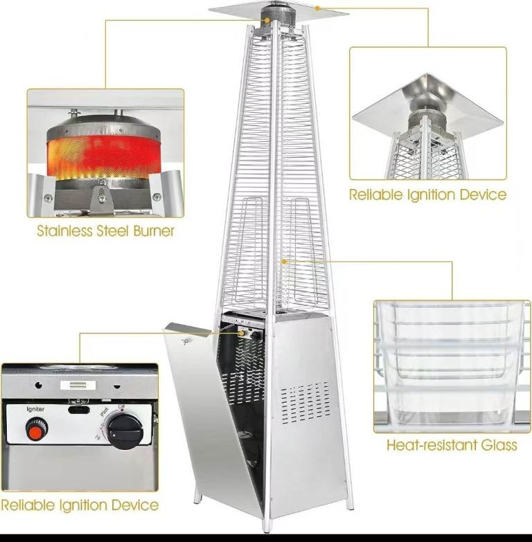 Pyramid style gas patio heater 