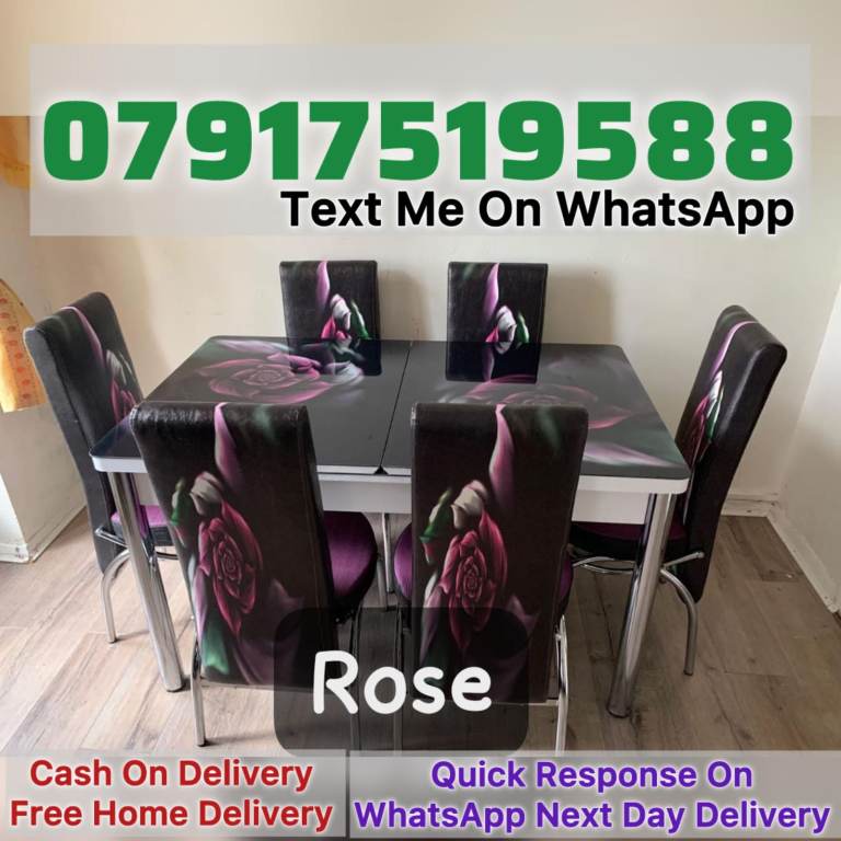 image for extendable dining table with 4 & 6 chairs.