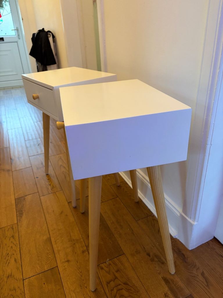 2 x White Bedside Tables