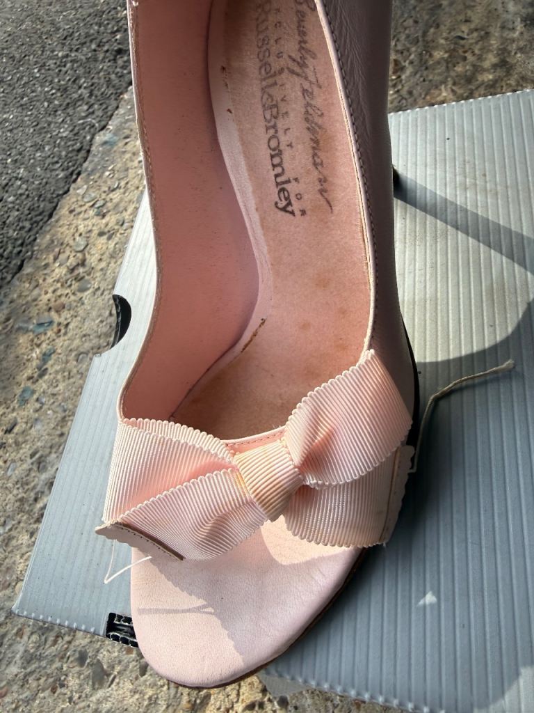 Russell & Bromley Pink Heels with Bow – Fair Condition
