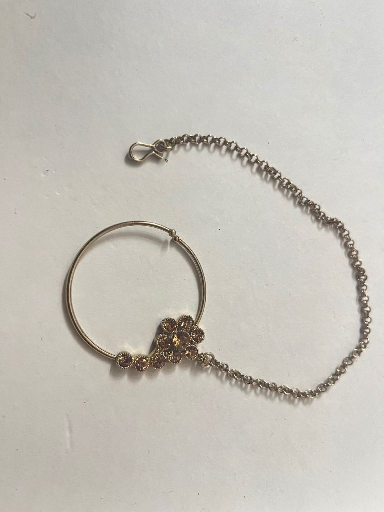 Gold Tone Nose Ring with Chain – As Good As New