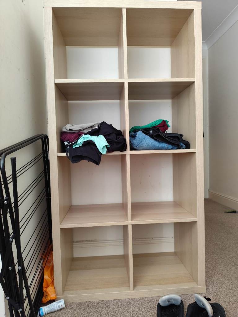 Large Beige Wooden Cube Storage Unit/Bookcase