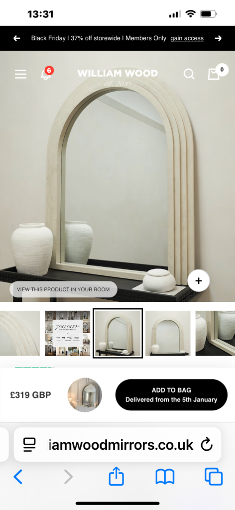 Luciana arched concrete over mantle mirror