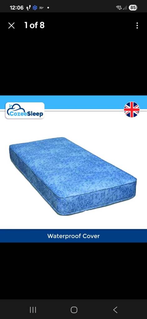 Single bed with mattress. As new. (2 Sets avlble)