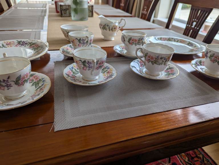 Paragon Fine China Country Lane Tea Set / cups saucers jug cake plate