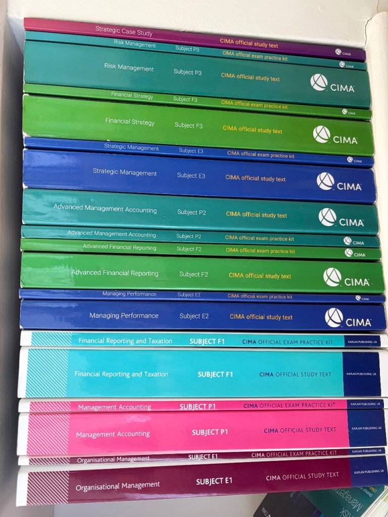 CIMA Complete Study Set (E1–E3, P1–P3, F1–F3) + Exam Kits + Revision Cards