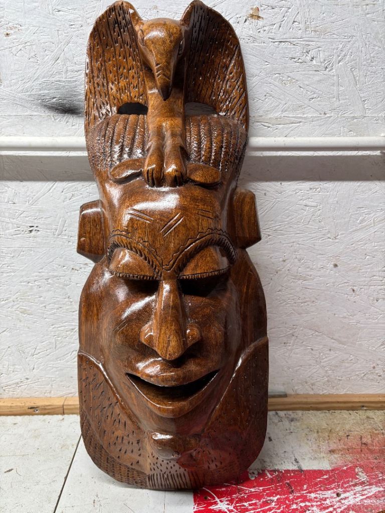 Hand-Carved Wooden Tribal Masks - Set of Two