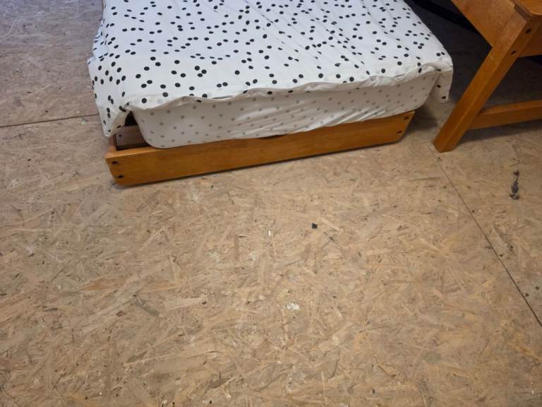 Wooden Single Bed with Pull-Out Trundle Bed Free